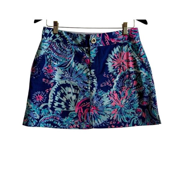 Lilly Pulitzer Nicki Skort Shorts Deep Indigo Gypsea Girl Sz 2 Pink Blue Preppy - Picture 1 of 11